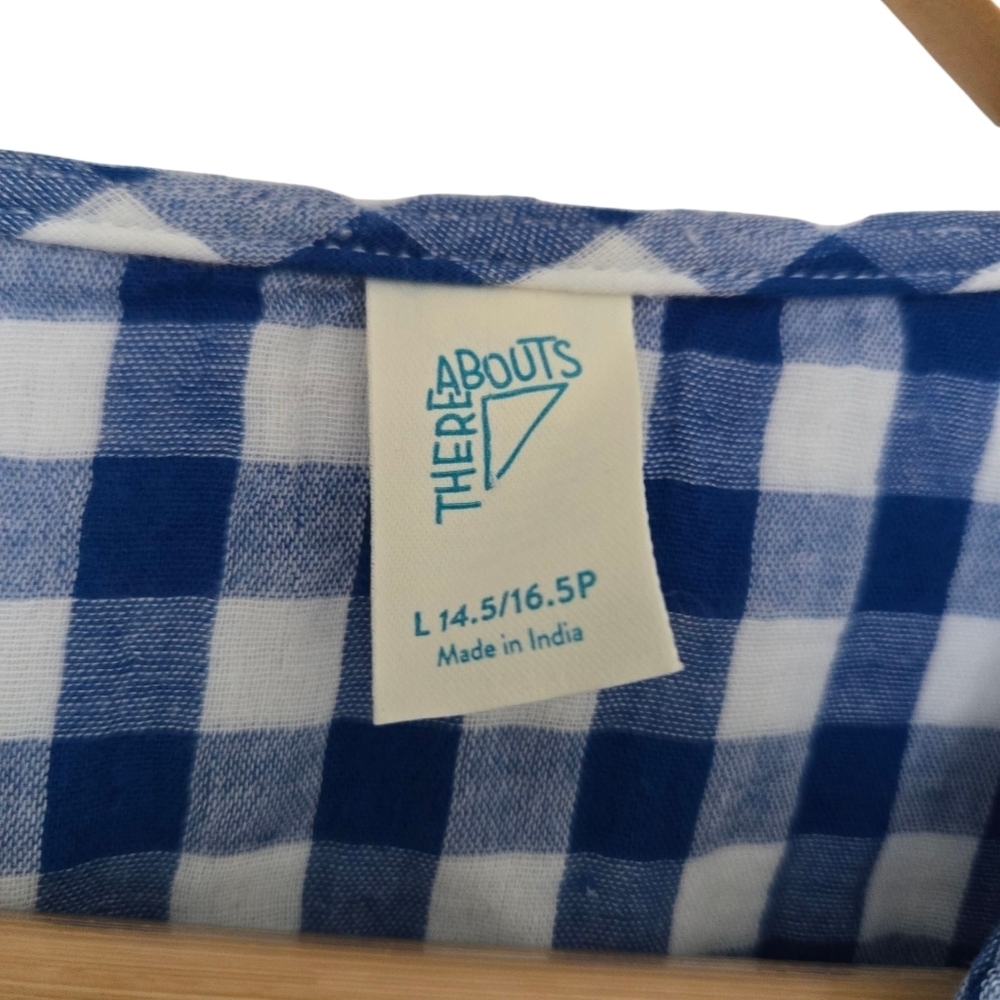 Thereabouts Blue and White Checkered Top Size 14/16 - Picture 3 of 4